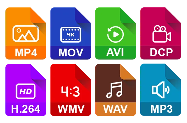 Convert Video and Audio File Types Icons of video and audio file extensions